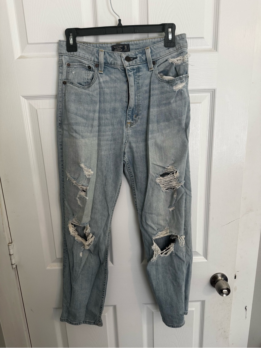 Abercrombie & Fitch Light Wash Distressed Boyfriend Jeans
